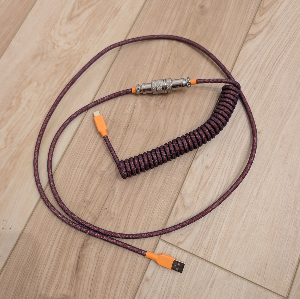 Custom USB A to USB c Paracord cable Lazer color- Orange and Purple